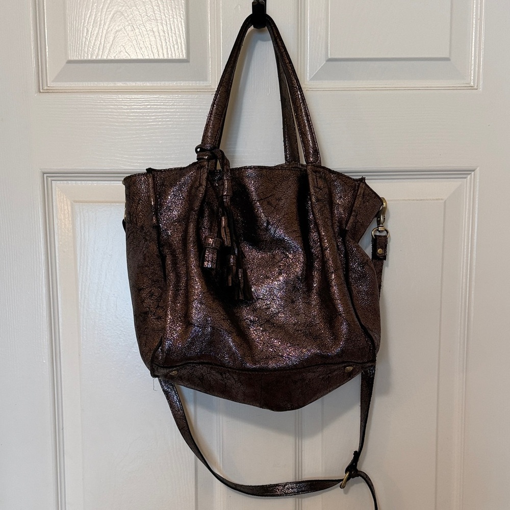 Miss Albright x Anthropologie Pink Metallic Brown Women’s Leather Sandrine Bag